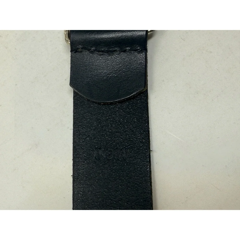 Silpada Designs Black Italian Leather Belt Large Flower Buckle Boho Floral L